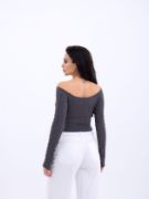 42241 TRİKO KAYIK YAKA CROP-ANTRASİT resmi
